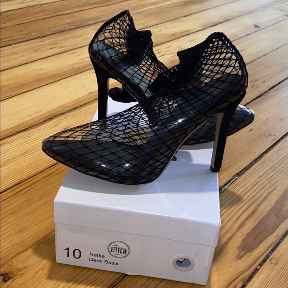 Fishnet heels never worn